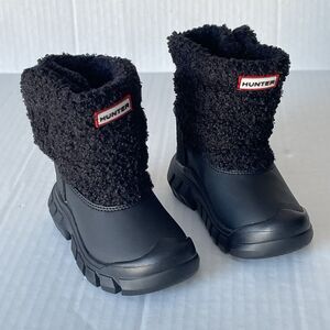 Hunter Kids Black Fleece-Lined Boots